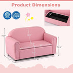 Costzon Kids Couch, 2 in 1 Double Seat Children's Sofa w/Under Seat Storage - Image 3