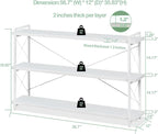 HCHQHS Bookshelf, 3-Tier Long Industrial Bookcase, Freestanding Horizontal - Image 3