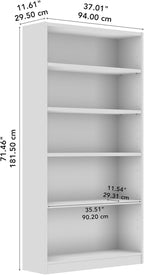 Bush Home Tall 5 Shelf Bookcase, 5 Tier Bookshelf Storage Cabinet - Image 3
