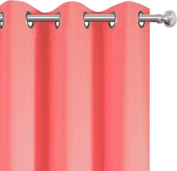 Blackout Curtains 66 x 72 Inch Long Coral Curtains Set of 2 Panels Room - Image 6