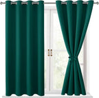 Blackout Curtains for Bedroom, Hunter Green, 52 x 54 Inch, 2 Panels | Thermal by Hiasan