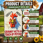 Vintage Rooster Metal Tin Sign Wall Decor Todays Mood Cranky With A Touch Of Psycho Retro Funny Chicken Wall Art Plaque Farmhouse Kitchen Farm Home Wall Decoration 12x16 Inch - Image 3