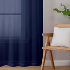 Navy Blue Sheer Curtains for Bedroom Living Room 45 Inch Length 2 Panels - Image 9