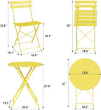 Bistro Table and Chairs Set of 2, 3 Piece Outdoor/Indoor Folding Patio Bistro - Image 5