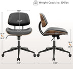 Armless Office Chair with Wheels, PU Leather Adjustable Height Desk Chair - Image 2