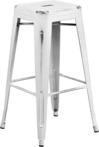 Flash Furniture Kai Commercial Grade 4 Pack 30" High Backless Distressed White - Image 8