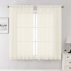 Cream Sheer Curtains 63 Inch Length 2 Panels, Rod Pocket Light Filtering by Lecloud
