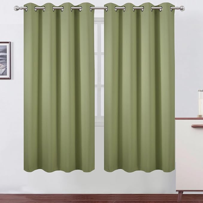Sage Green Thermal Blackout Curtains/52 x 72 Inch/Set of 2 Panels Room by Lemomo