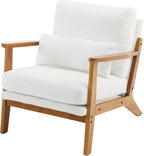 VINGLI Solid Wood Wide Armrests Accent Chair Set of 2, Upholstered Mid Century - Image 9