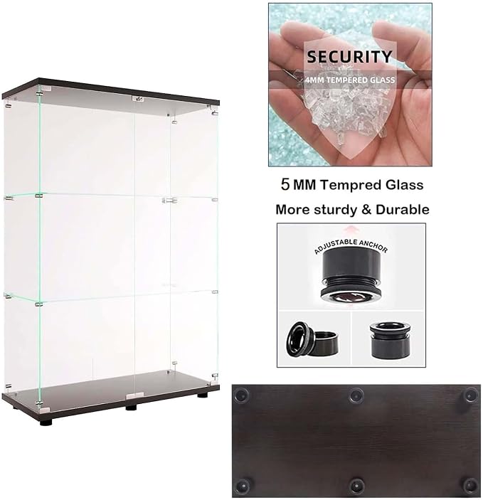 APRILSOUL Glass Display Cabinet 3-Shelf - Image 5