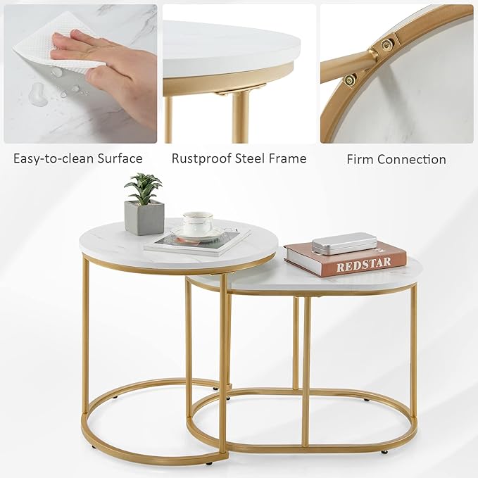 Giantex Modern Nesting Coffee Table Set of 2, Coffee Table & End Table Sets - Image 6