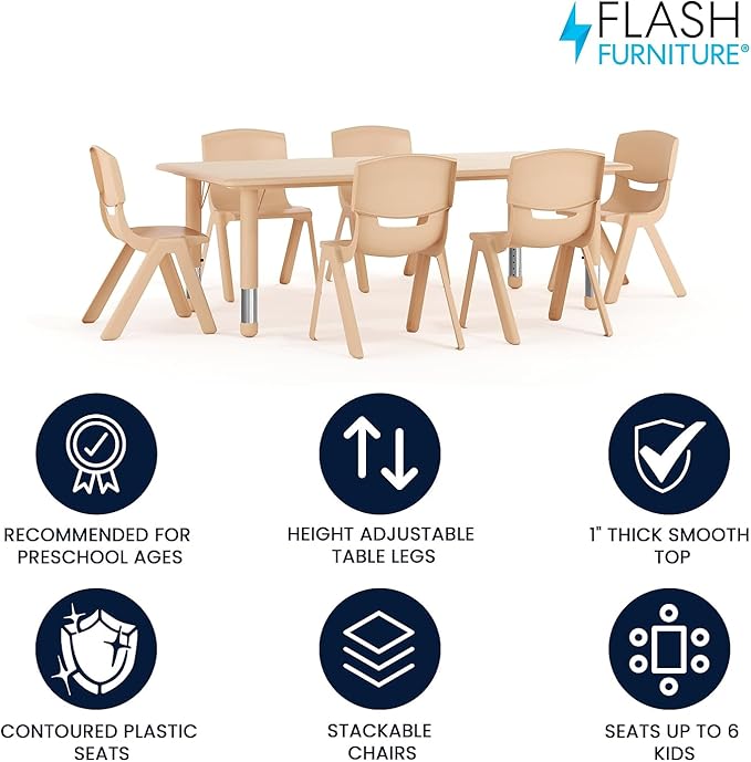 Flash Furniture Emmy Adjustable Classroom Activity Table - Image 3