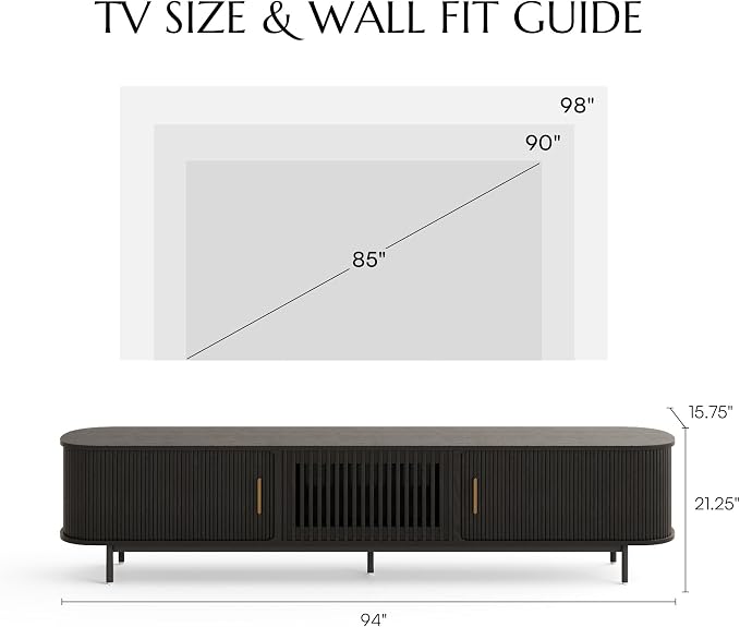 POVISON Fully-Assembled Mid Century Modern TV Stand - Image 4