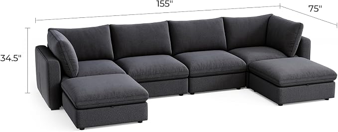 LINSY HOME Oversized Modular Sectional Sofa, 4 Seat Sofa Couches - Image 2