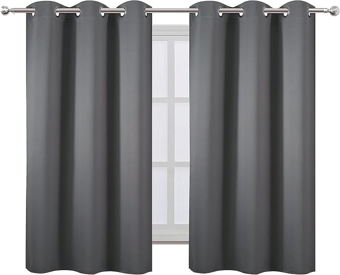 Grey Blackout Curtains 34 x 54 Inch Length/Set of 2 Curtain Panels/Thermal - Image 2