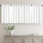 MIULEE 4-Panel 36 Inch Blackout Kitchen Tier Curtains Over Sink Pure White | by MIULEE