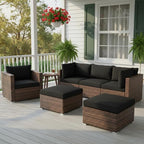 Tangkula 6 Pieces Wicker Patio Furniture Set, PE Rattan Outdoor Sectional - Image 2