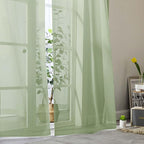 Sheer Light Green Curtains for Bedroom Living Room 90 Inches Long 2 Panels Set - Image 8