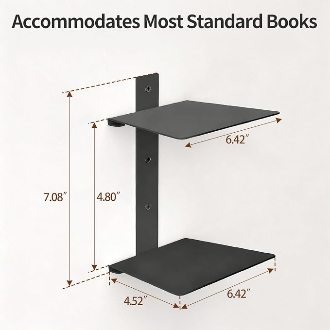 Invisible Floating Bookshelves 4 Tier, Heavy Duty Metal Book Organizer - Image 3
