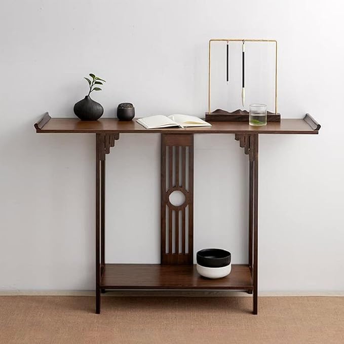 Southeast Asian Style Console Table, Walnut Bamboo Entryway Table, Narrow Long - Image 4
