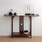 Southeast Asian Style Console Table, Walnut Bamboo Entryway Table, Narrow Long - Image 4