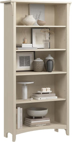Bush Home Salinas 5 Shelf Bookcase in Antique White, Tall Bookshelf, Large Book - Image 6