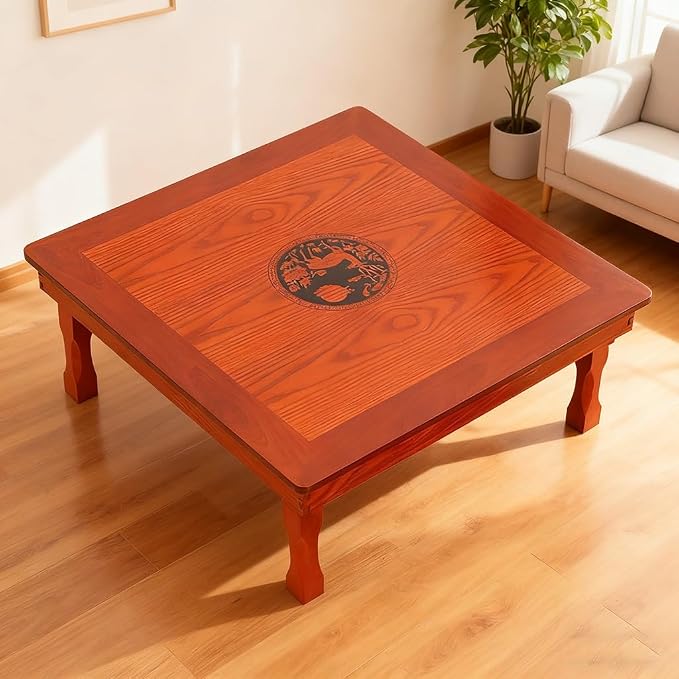 Folding Coffee Table, Square Wooden Low Table, Japanese Floor Sitting Tables - Image 6