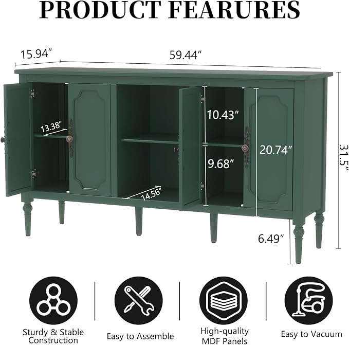 Vintage Buffet Sideboard Cabinet - Image 2