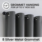 SimpleHome Grey 100% Blackout Curtains Room Darkening Living Room 84 Inch | - Image 6