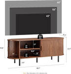 55" TV Stand with Power Outlet, Mid-Century Modern Television Stand, Fluted - Image 2