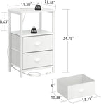 sthmec Nightstand with Charging Station, LED Night Stand with 2 Fabric Drawers - Image 3