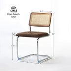 GrandNoor Rattan Dining Chairs Set, Wooden Mid Century Modern Dining Room Chairs - Image 2