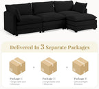 112'' Sectional Modular Cloud Couch, Oversized L Shaped 3 Seat Sofa - Image 3