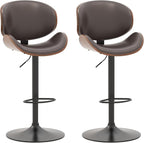 KCC Bar Stools Set of 2, Swivel Adjustable Height Barstools, PU Leather by KCC
