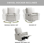 Oxford Baby Uptown Upholstered Glider Recliner Rocking Chair 360° Swivel - Image 4