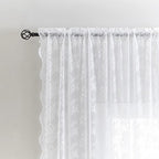 YJ YANJUN Vintage Lace Curtains 90 Inches Long- Elegant Floral White Sheer - Image 4