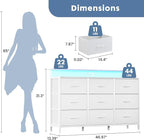 DUMOS TV Stand Dresser with 9 Fabric Drawers and Open Shelves, Entertainment - Image 3