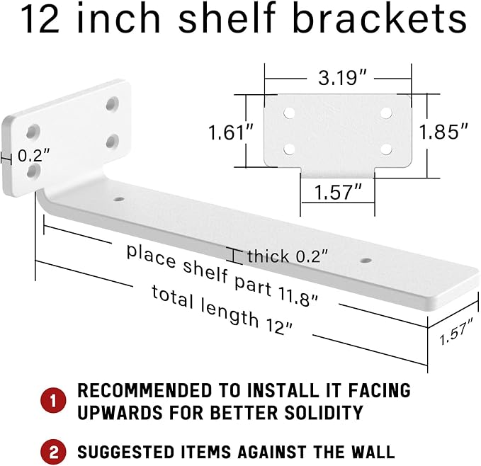 Goovilla Shelf Bracket, Heavy Duty Floating Shelf Brackets 12 inch Long - Image 4