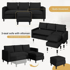 JAMFLY Couches for Living Room, 3-Seat Reversible Sectional Sofa - Image 5