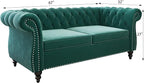 2 Piece Living Room Set, Velvet Chesterfield Sofa Loveseat Couch Chair - Image 3