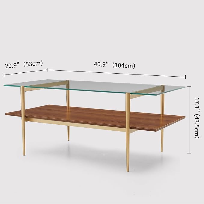 LumFurn Rectangle Coffee Table, Mid-Century Modern Design, L41 W21 x H17 - Image 2