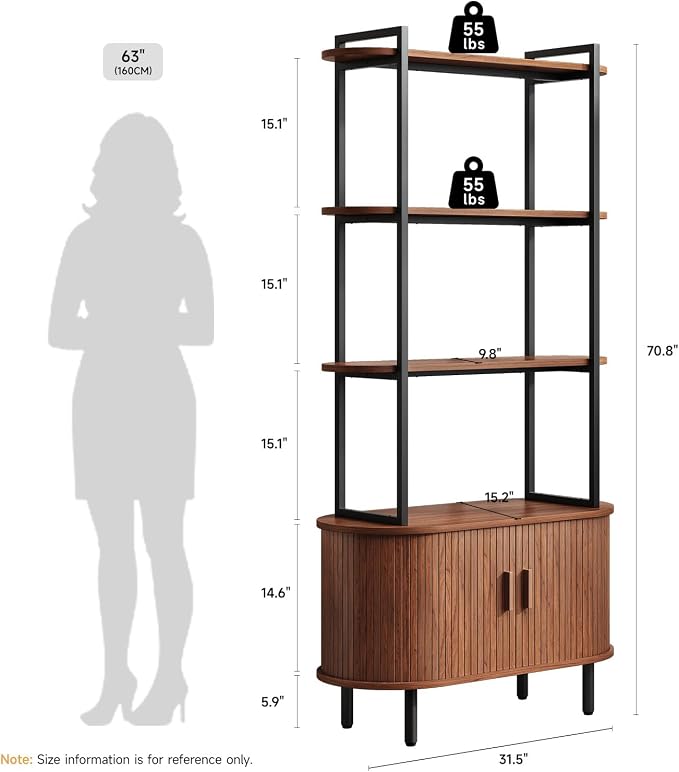 ONBRILL 71" Tall Bookshelf, 4-Tier Book Shelf - Image 2