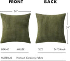 MIULEE Olive Green Decorative Euro Sham Pillow Covers 24x24 Inch - Image 7