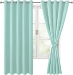 Room Darkening Curtains for Bedroom, 60 x 72 Inches, 2 Panels, Aqua | Thermal by Hiasan