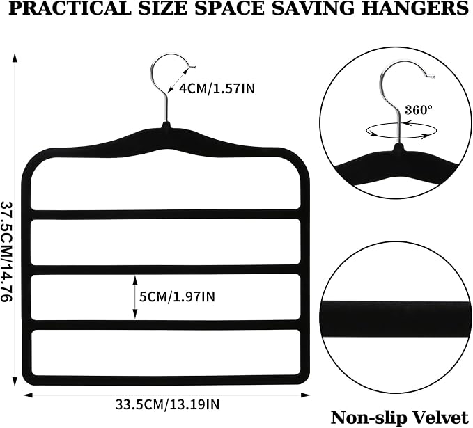 Closet Organizers and Storage, 2 Pack Pants-Hanger-Space-Saving, Velvet Clothes - Image 5
