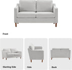 Kingfun 56" Chenille Sofa, Loveseat Couch, Mid Century Modern Love Seat Couches - Image 6