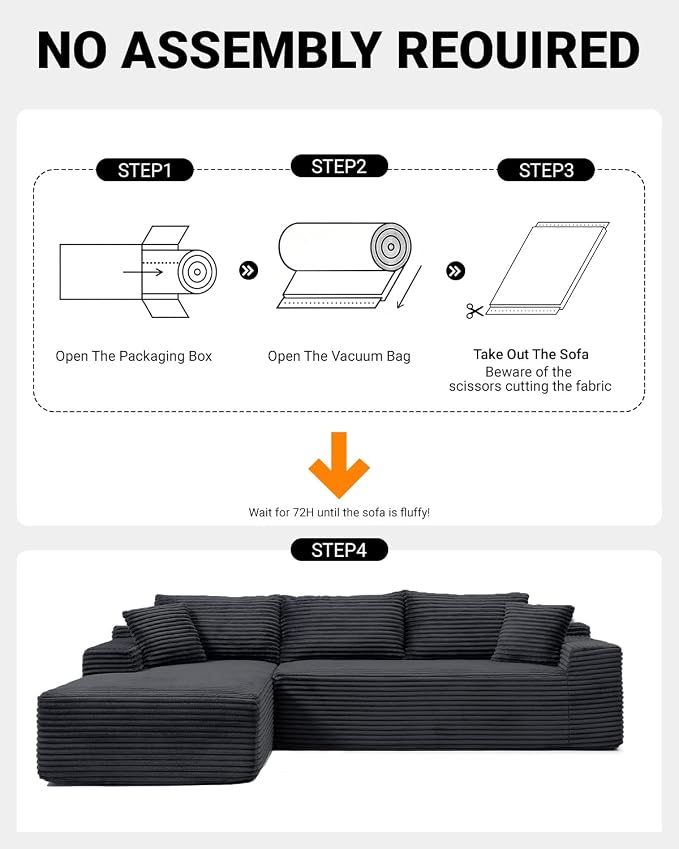 108 Inch Cloud Sectional Couch, Modern Modular Sectional Sofa - Image 4