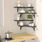 ROMGUAR CRAFT Corner Floating Shelves Wall Mounted Set of 4, Rustic Wood - Image 2