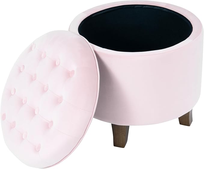 HomePop by Kinfine Fabric Upholstered Round Storage Ottoman by HomePop