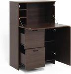 Foldable Desk Cabinet with Storage Drawers & Shelves - Image 9